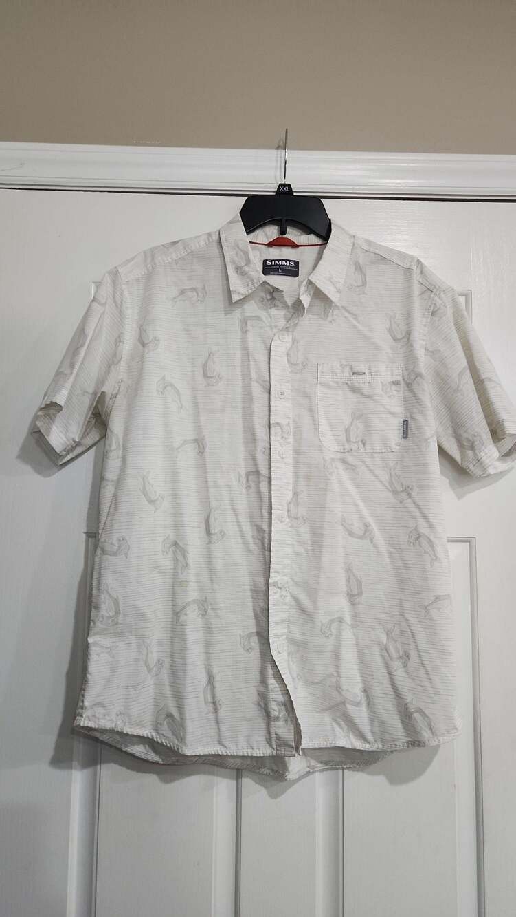 Simms Tarpon Print Short Sleeve Fishing Shirt Size L